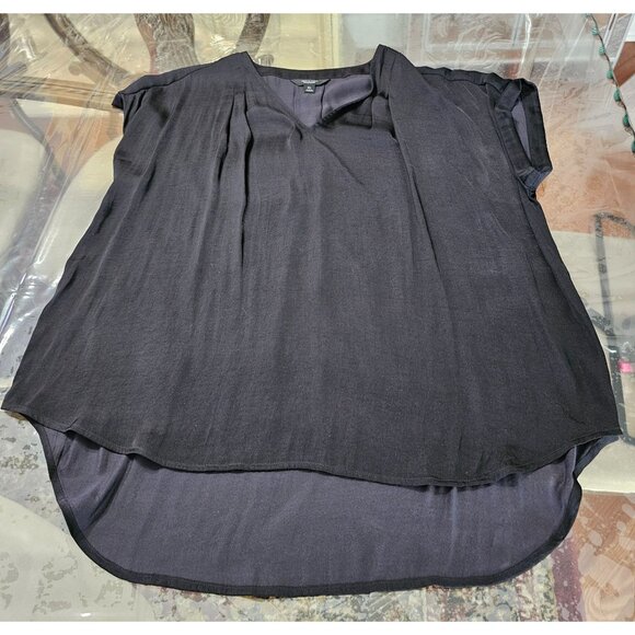 Simply Vera VeraWang Hi-Low V-Neck Short Sleeve Blouse Sz XL Career Office - Picture 3 of 8